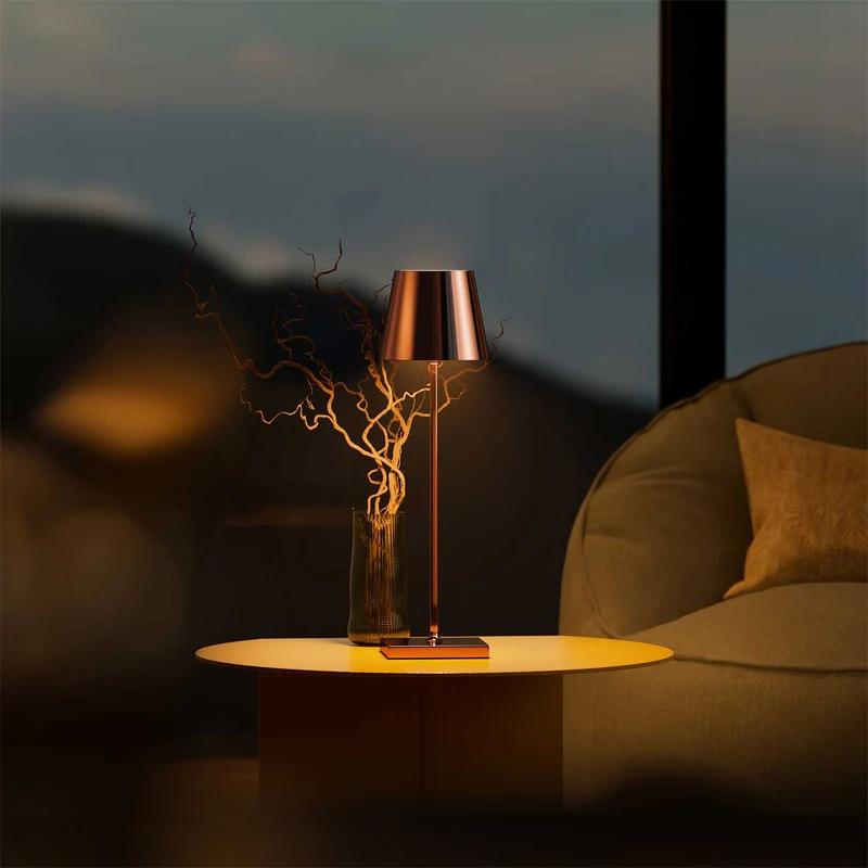 Nuindie - Lampe à poser LED sans fil 38 cm IP54 en acier laqué, style minimaliste