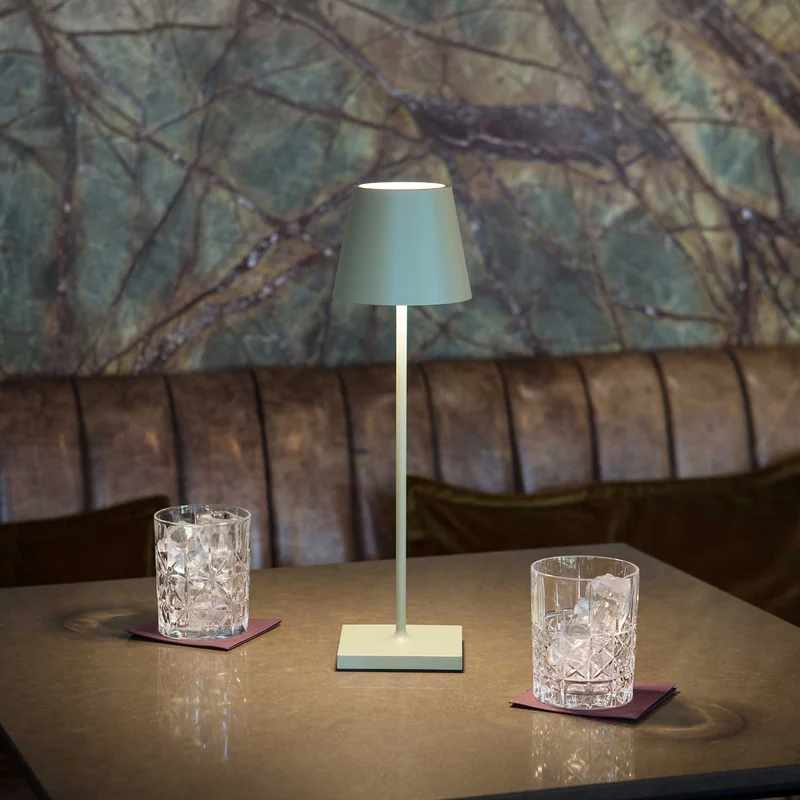 Nuindie - Lampe à poser LED sans fil 38 cm IP54 en acier laqué, style minimaliste