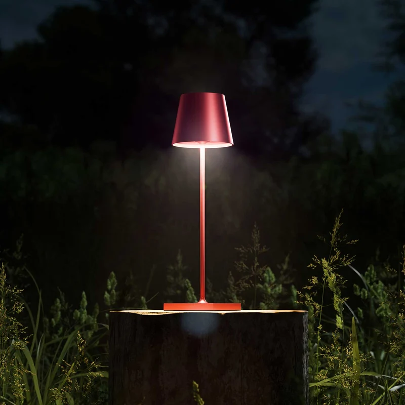Nuindie - Lampe à poser LED sans fil 38 cm IP54 en acier laqué, style minimaliste