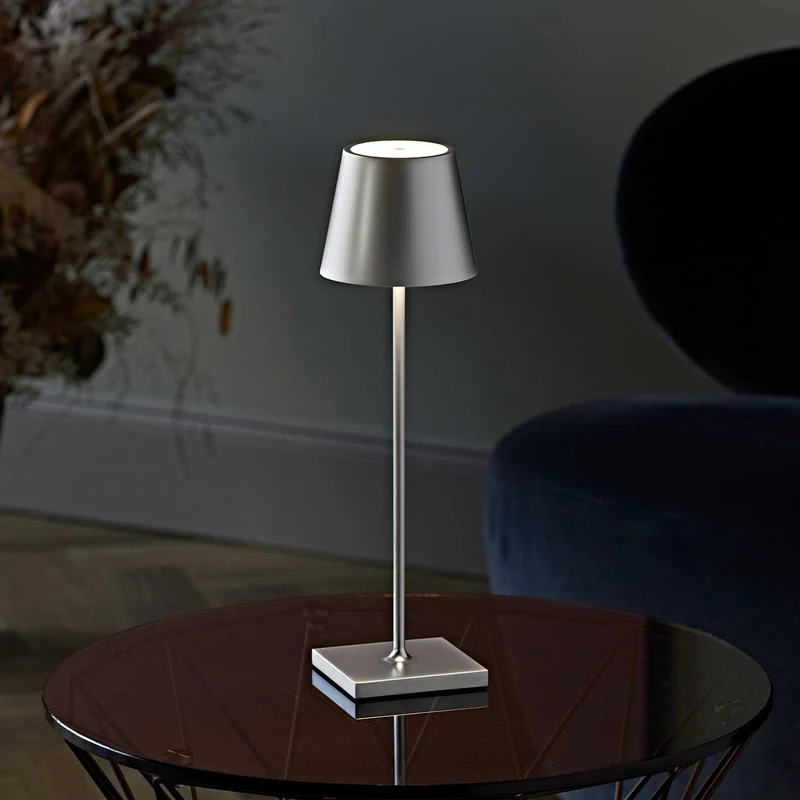 Nuindie - Lampe à poser LED sans fil 38 cm IP54 en acier laqué, style minimaliste