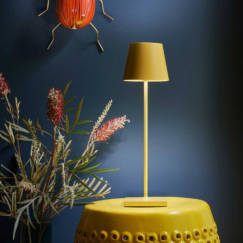 Nuindie - Lampe à poser LED sans fil 38 cm IP54 en acier laqué, style minimaliste