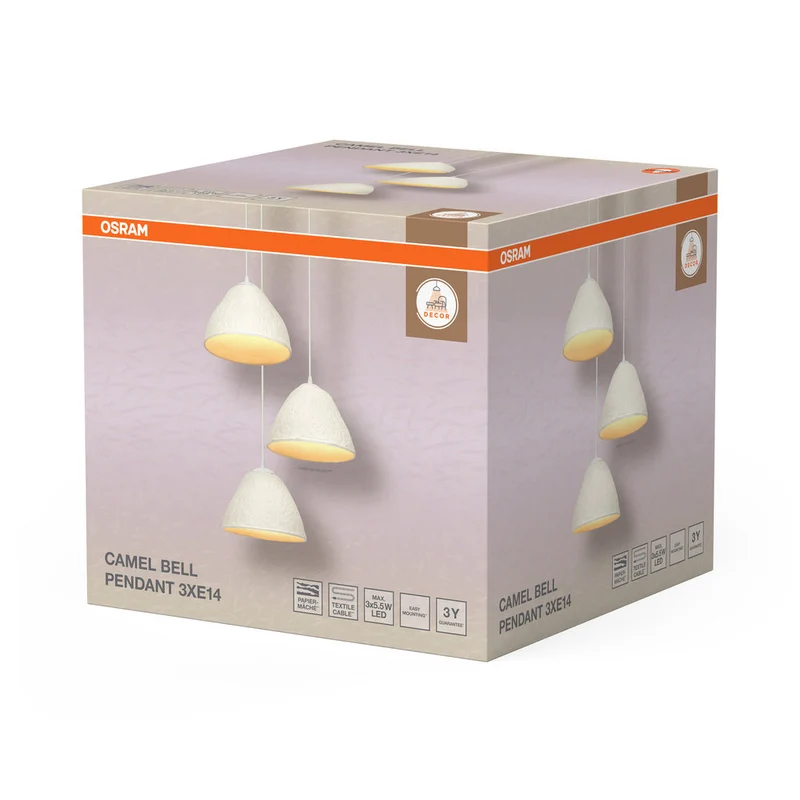 OSRAM DECOR Lampada a sospensione a 3 fiamme Decor Camel Bell bianca, E14