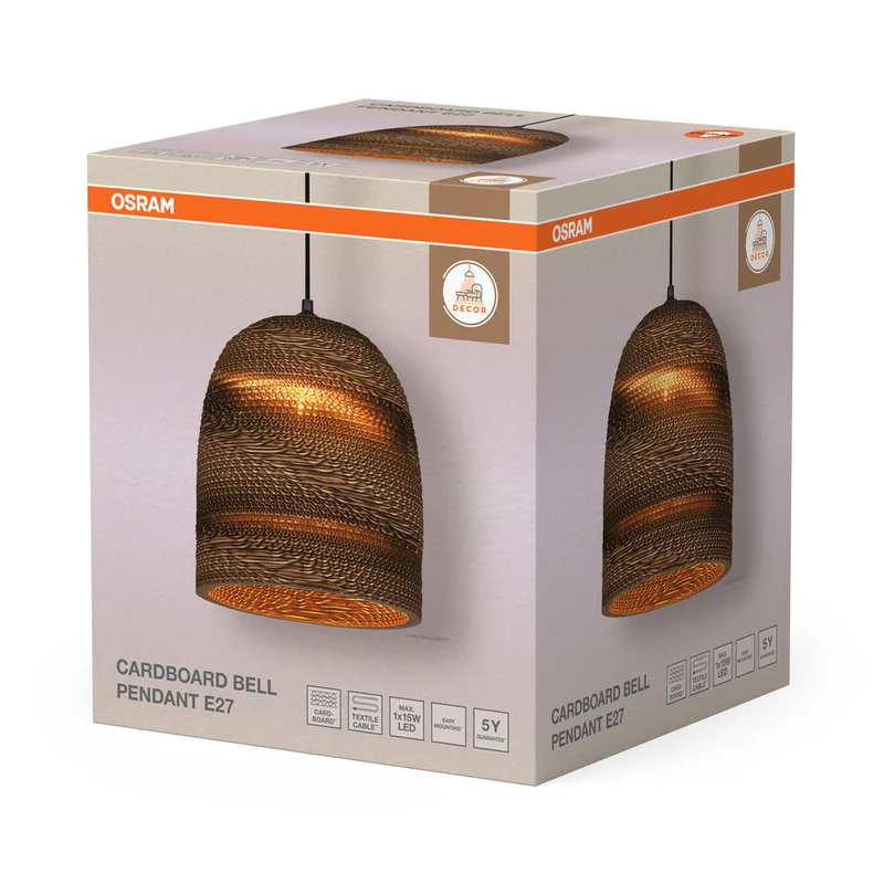 OSRAM DECOR Lampada a sospensione Decor Palla di cartone Campana marrone, E27