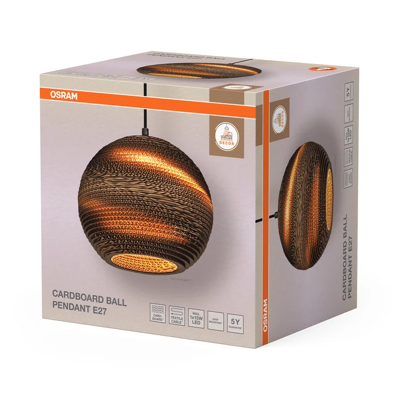 OSRAM DECOR Lampada a sospensione Decor Palla di cartone marrone, E27