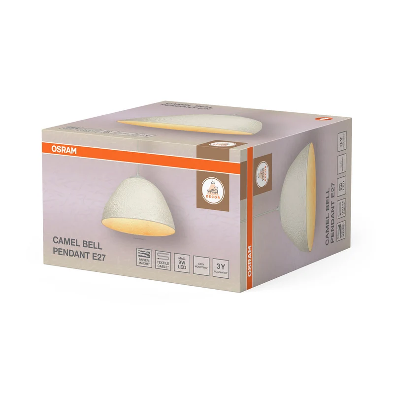 OSRAM DECOR Lampada a sospensione Decor Campana Camel bianca, E27, 375 mm