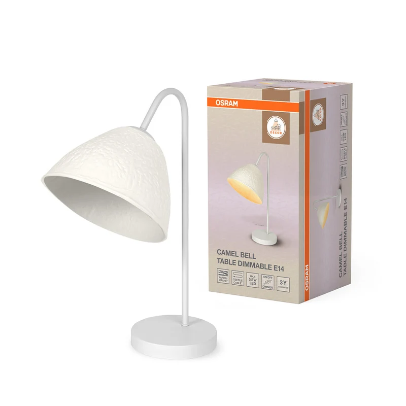 OSRAM DECOR Lampada da tavolo Decor Campana Camel bianca, E14, dimmerabile