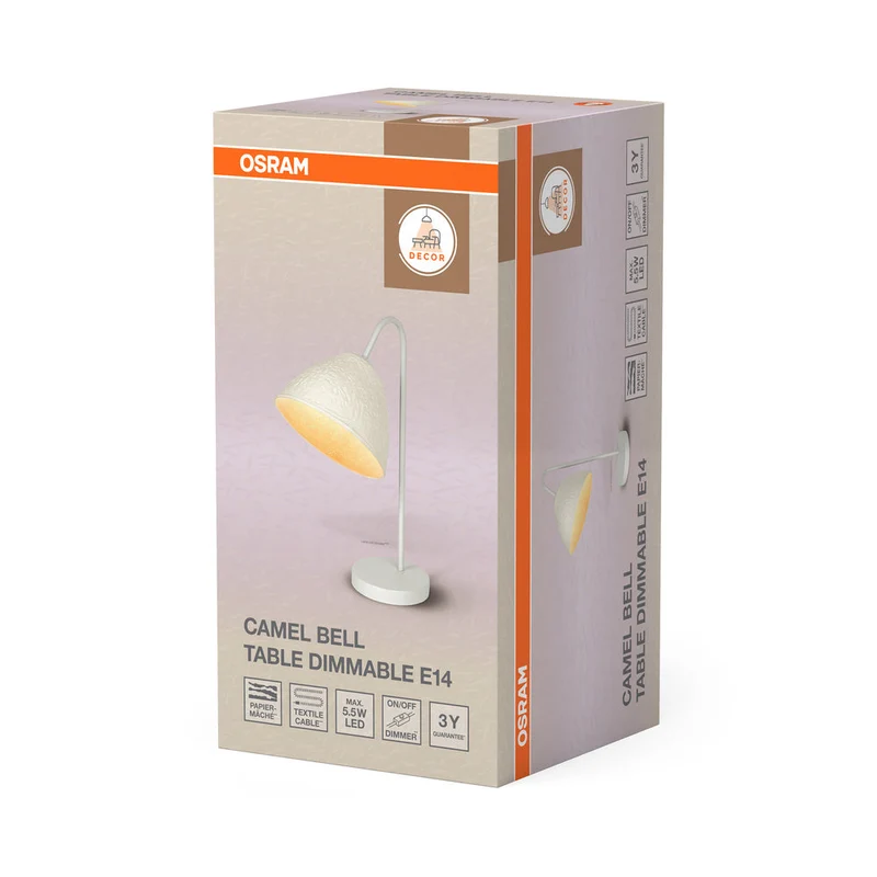 OSRAM DECOR Lampada da tavolo Decor Campana Camel bianca, E14, dimmerabile