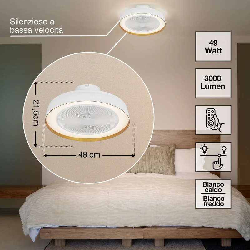 Ventilatore da soffitto OSRAM Encapsulate, 49W, 3000lm, 2700-6500K, Bianco