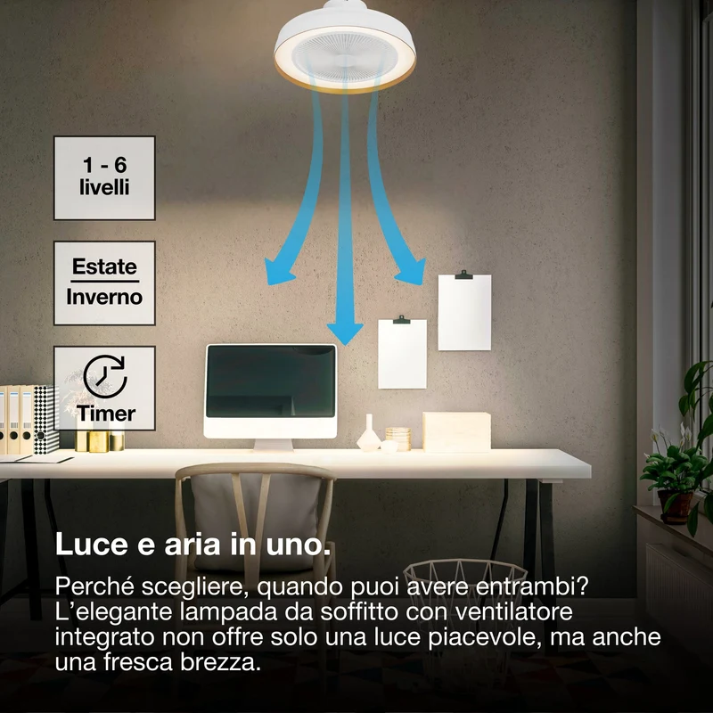 Ventilatore da soffitto OSRAM Encapsulate, 49W, 3000lm, 2700-6500K, Bianco
