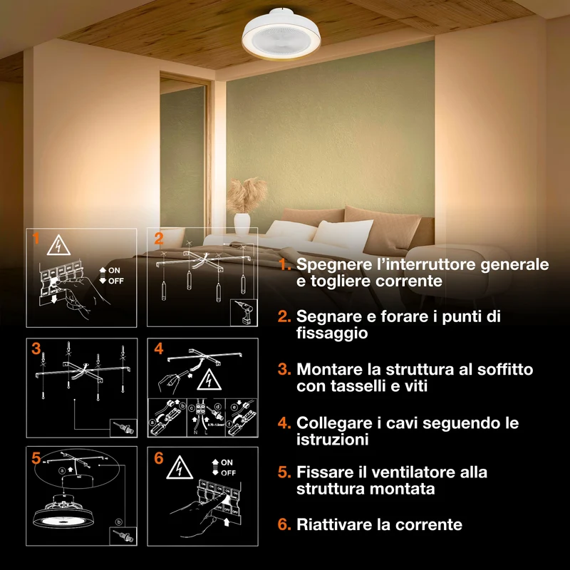 Ventilatore da soffitto OSRAM Encapsulate, 49W, 3000lm, 2700-6500K, Bianco