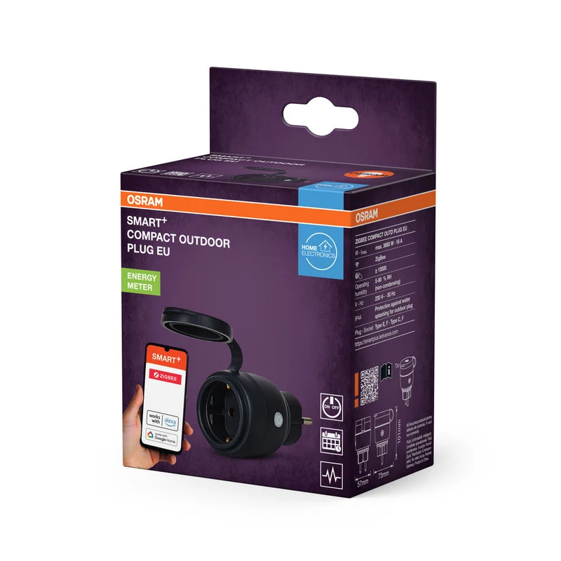 LEDANCE ZigBee SMART+ presa compatta intelligente da esterno, nera