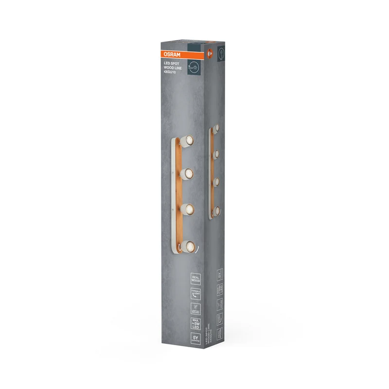 OSRAM LED Spot Wood Line Lampada da soffitto 4xGU10 Bianco e decorazione legno