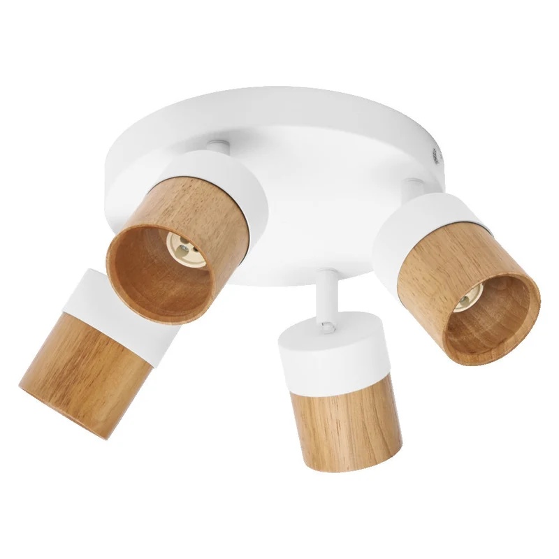 OSRAM LED Spot Half Wood Line Plate Lampada da soffitto 4xGU10 Bianco e decorazione legno
