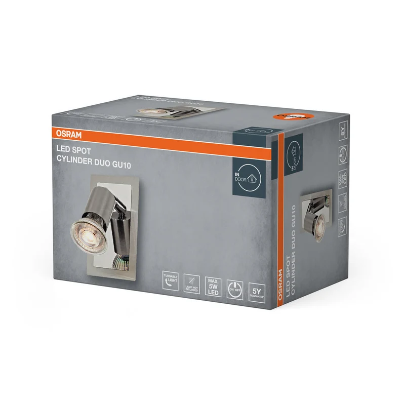 OSRAM LED Spot Cylinder Duo Lampada da parete 1xGU10 Nichel spazzolato