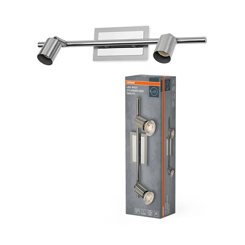 OSRAM LED Spot Cylinder Duo Lampada da soffitto 2xGU10 Nichel spazzolato