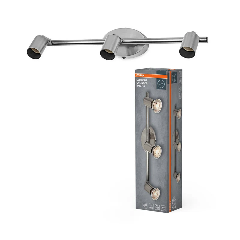 OSRAM LED Spot Cylinder Lampada da soffitto 3xGU10 Nichel spazzolato