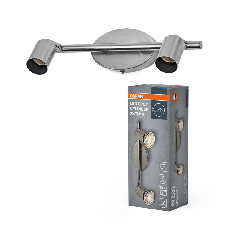 OSRAM LED Spot Cylinder Lampada da soffitto 2xGU10 Nichel spazzolato