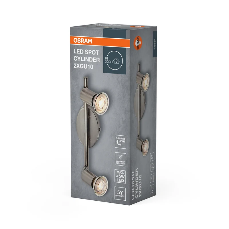 OSRAM LED Spot Cylinder Lampada da soffitto 2xGU10 Nichel spazzolato