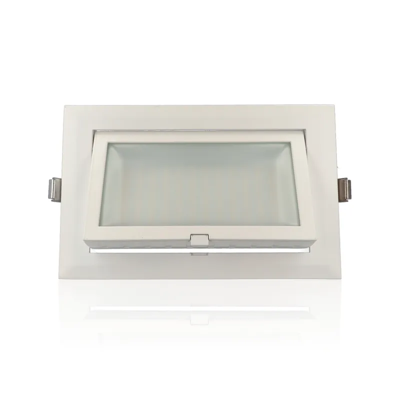 Faretto LED rettangolare da incasso mis.246x156mm, orientabile, 60W, 220Vac, con regolazione temperatura luce (Calda - Naturale - Fredda) - Bianco