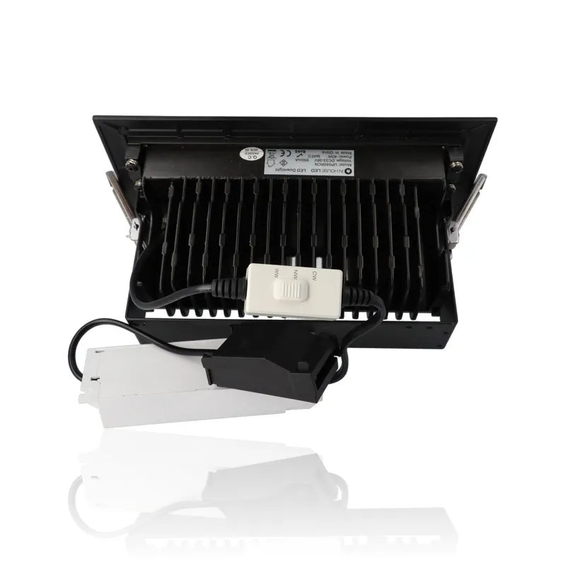 Faretto LED rettangolare da incasso mis.246x156mm, orientabile, 40W, 220Vac, con regolazione temperatura luce (Calda - Naturale - Fredda) - Nero