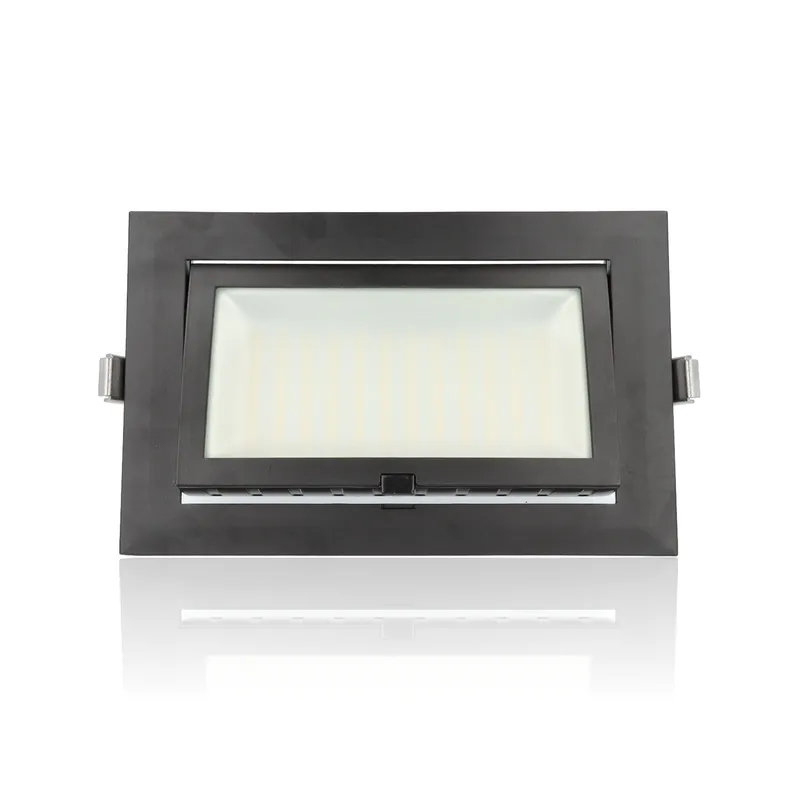 Faretto LED rettangolare da incasso mis.246x156mm, orientabile, 40W, 220Vac, con regolazione temperatura luce (Calda - Naturale - Fredda) - Nero