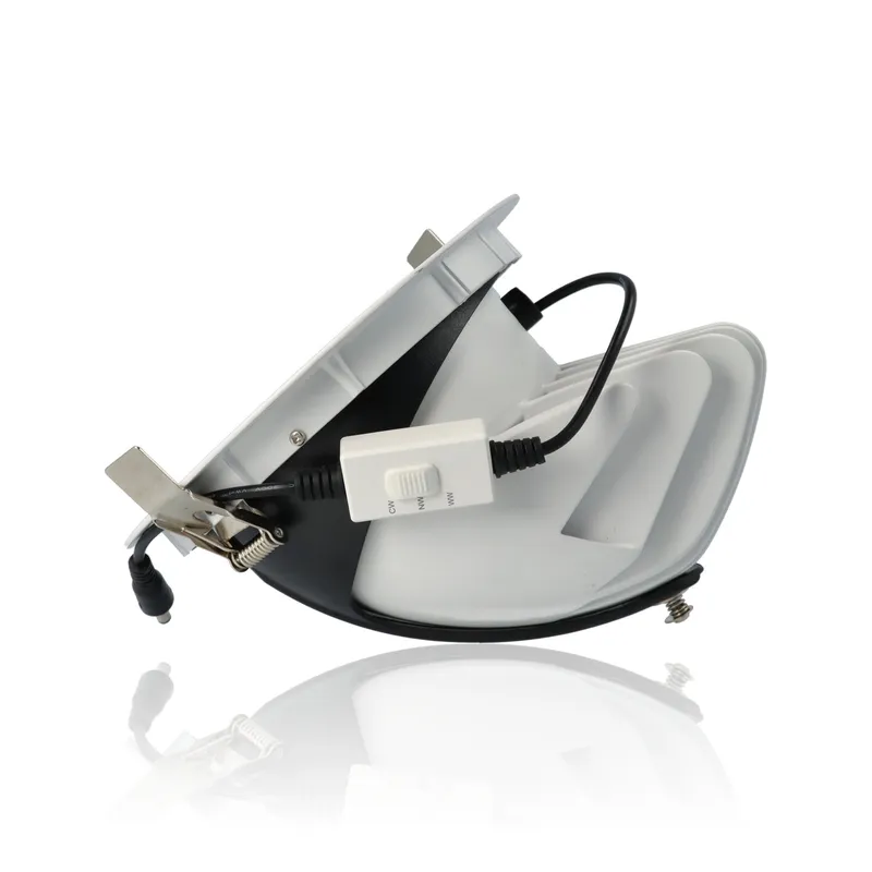 Faretto LED rotondo da incasso diam.189mm, orientabile, 30W, 220Vac, con regolazione temperatura luce (Calda - Naturale - Fredda) - Bianco