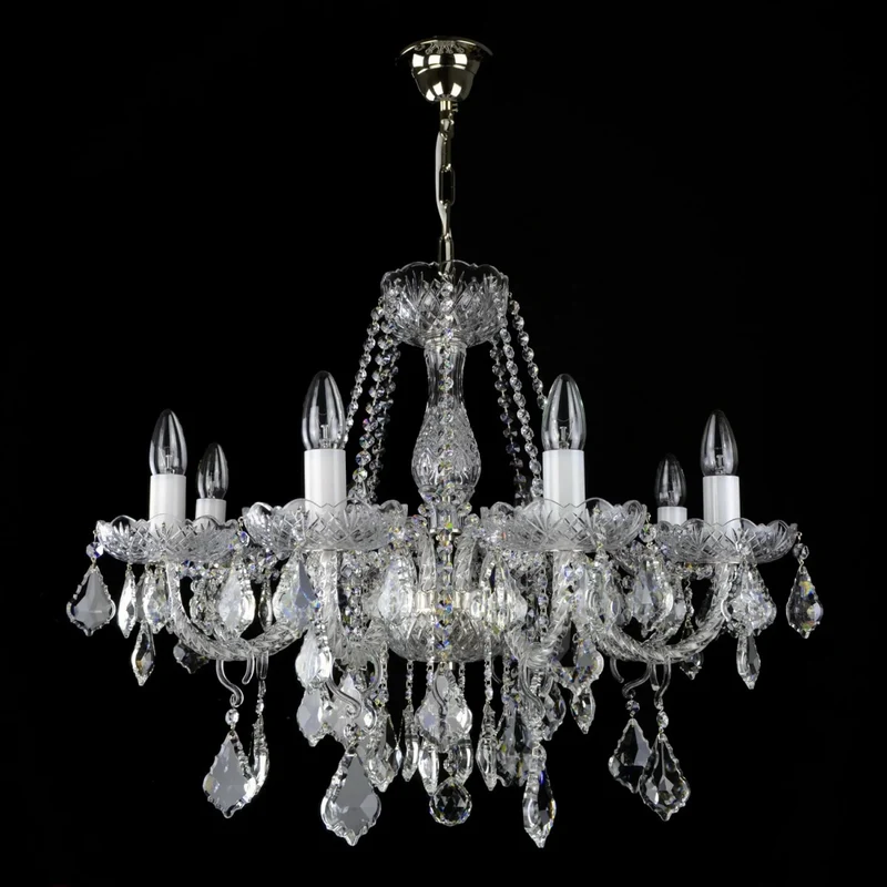 Casa Padrino Luxus Barock Kristall Kronleuchter Silber Ø 67 x H. 55 cm - Prunkvolle Messing Kronleuchter mit böhmischem Kristallglas - Barock Möbel - Edel & Prunkvoll