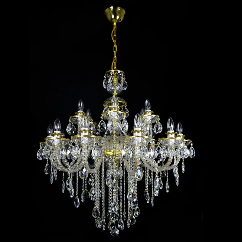 Casa Padrino Luxus Barock Kristall Kronleuchter Gold Ø 90 x H. 105 cm - Prunkvolle Messing Kronleuchter mit böhmischem Kristallglas - Barock Möbel - Edel & Prunkvoll
