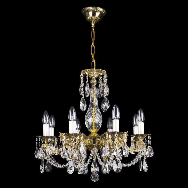 Casa Padrino Luxus Barock Kristall Kronleuchter Gold Ø 58 x H. 52 cm - Prunkvolle Messing Kronleuchter mit böhmischem Kristallglas - Barock Möbel - Edel & Prunkvoll