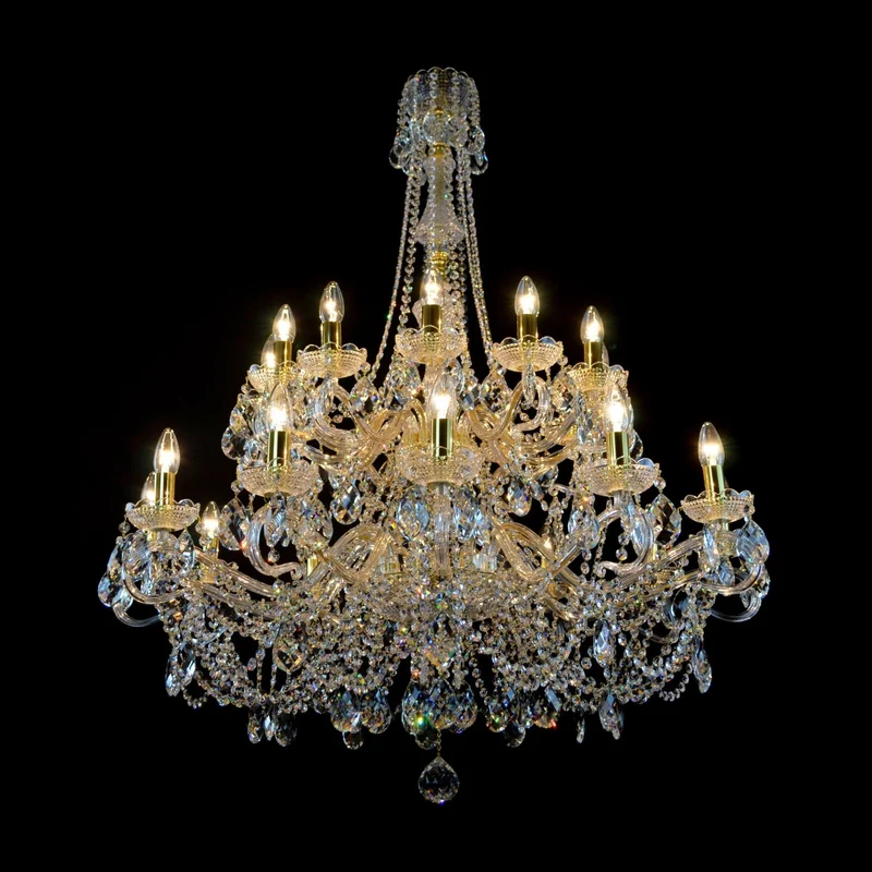 Casa Padrino Luxus Barock Kristall Kronleuchter Gold Ø 95 x H. 120 cm - Prunkvolle Messing Kronleuchter mit böhmischem Kristallglas - Barock Möbel - Edel & Prunkvoll