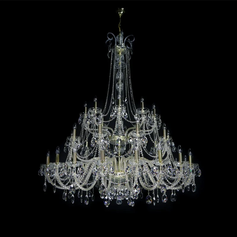 Casa Padrino Luxus Barock Kristall Kronleuchter Gold Ø 160 x H. 200 cm - Prunkvolle Messing Kronleuchter mit böhmischem Kristallglas - Barock Möbel - Edel & Prunkvoll