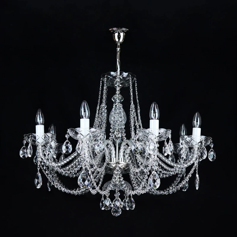 Casa Padrino Luxus Barock Kristall Kronleuchter Silber Ø 82 x H. 56 cm - Prunkvolle Messing Kronleuchter mit böhmischem Kristallglas - Barock Möbel - Edel & Prunkvoll