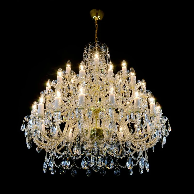 Casa Padrino Luxus Barock Kristall Kronleuchter Gold Ø 98 x H. 98 cm - Prunkvolle Messing Kronleuchter mit böhmischem Kristallglas - Barock Möbel - Edel & Prunkvoll