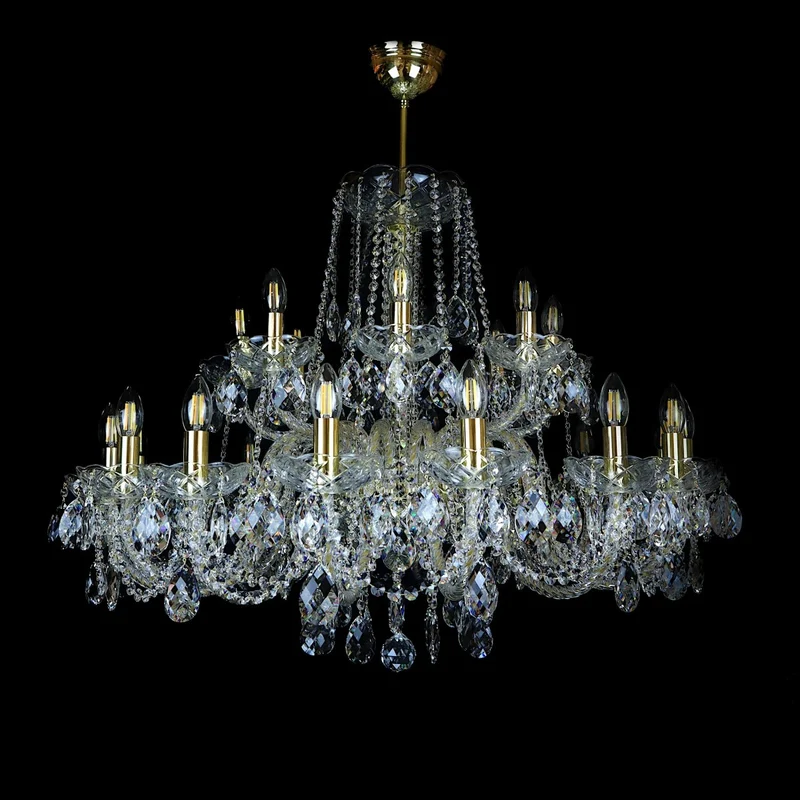 Casa Padrino Luxus Barock Kristall Kronleuchter Gold Ø 90 x H. 77 cm - Prunkvolle Messing Kronleuchter mit böhmischem Kristallglas - Barock Möbel - Edel & Prunkvoll