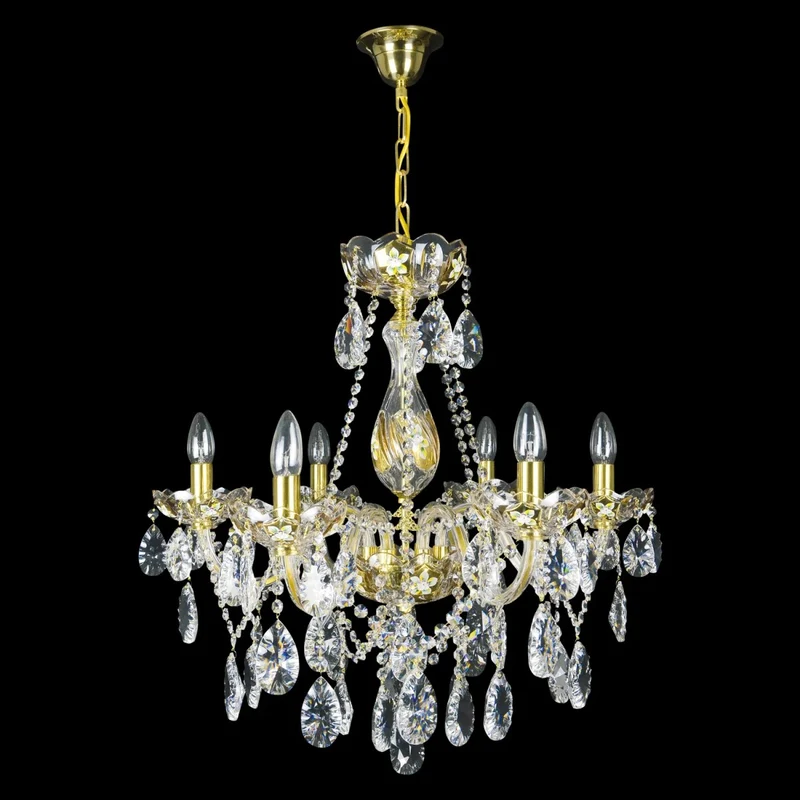Casa Padrino Luxus Barock Kristall Kronleuchter Gold Ø 62 x H. 56 cm - Prunkvolle Messing Kronleuchter mit böhmischem Kristallglas - Barock Möbel - Edel & Prunkvoll