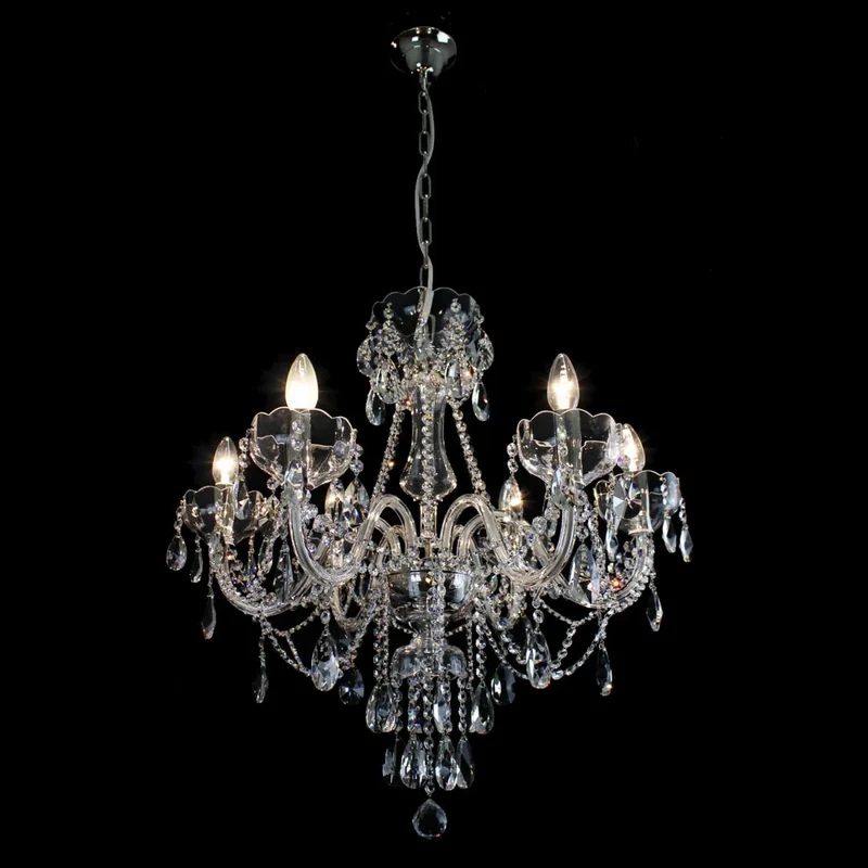 Casa Padrino Luxus Barock Kristall Kronleuchter Silber Ø 68 x H. 70 cm - Prunkvolle Messing Kronleuchter mit böhmischem Kristallglas - Barock Möbel - Edel & Prunkvoll