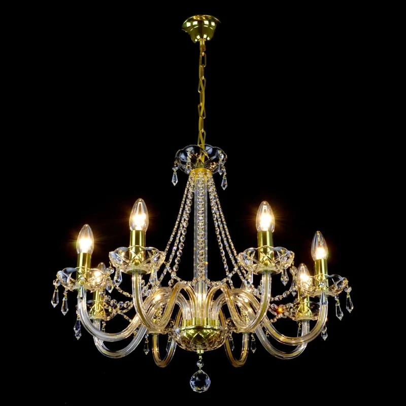 Casa Padrino Luxus Barock Kristall Kronleuchter Gold Ø 65 x H. 55 cm - Prunkvolle Messing Kronleuchter mit böhmischem Kristallglas - Barock Möbel - Edel & Prunkvoll