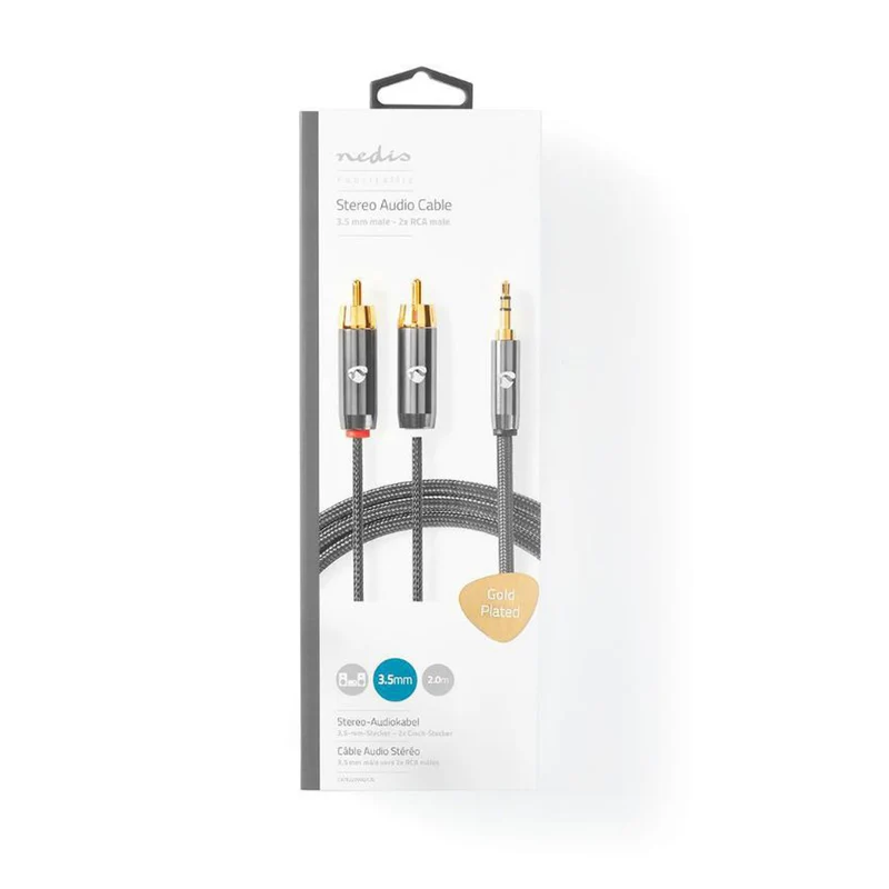 Nedis cavo audio stereo 3,5 mm 2 x RCA maschio, placcato oro lunghezza cavo 3,5 m