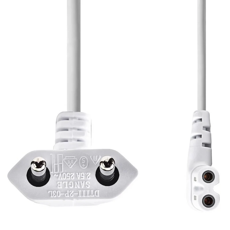 Nedis Cavo di alimentazione da 3 metri 250V 2.5A con spina europea e connettore IEC-320-C7, presa ad angolo di 90°, plug angolato