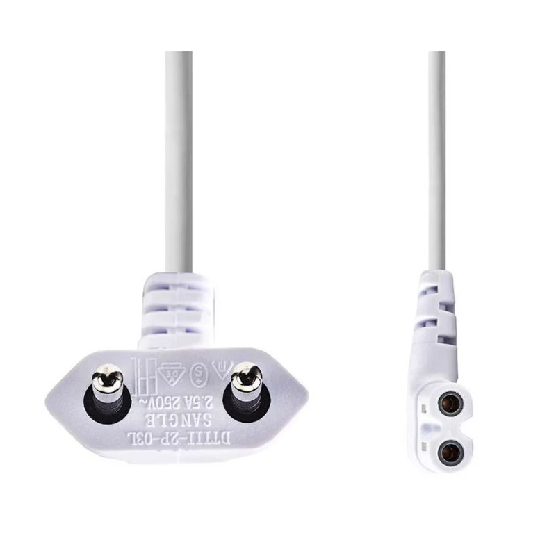 NEDIS Cavo di alimentazione euro maschile IEC-320-C7, cavo angolato nichelato 2 m