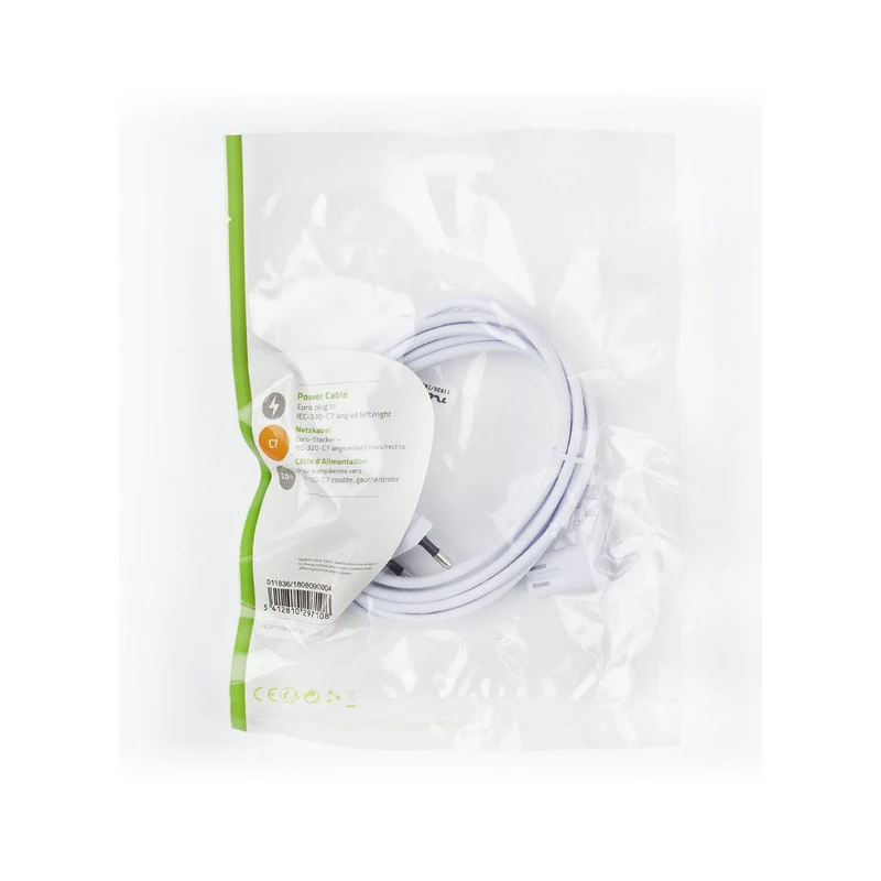 NEDIS Cavo di alimentazione euro maschile IEC-320-C7, cavo angolato nichelato 2 m