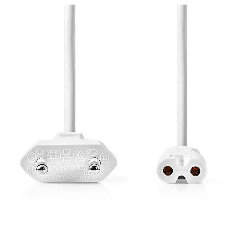 Nedis Cavo di alimentazione con connettore europeo, euro maschile IEC-320-C7 nichelato 3 m