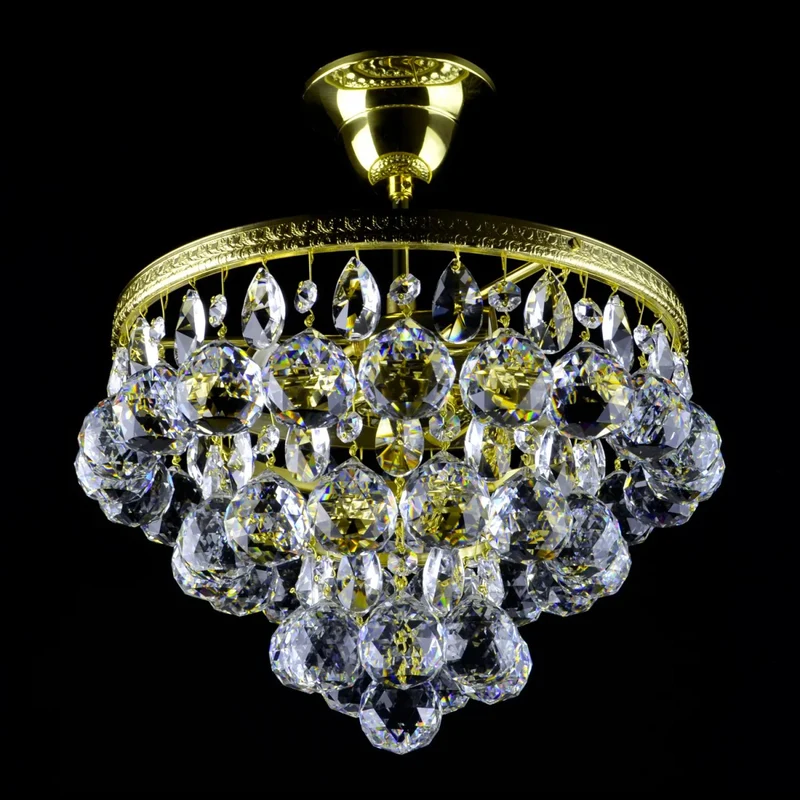 Casa Padrino Luxus Barock Kristall Kronleuchter Gold Ø 30 x H. 35 cm - Prunkvolle Messing Kronleuchter mit böhmischem Kristallglas - Barock Möbel - Edel & Prunkvoll