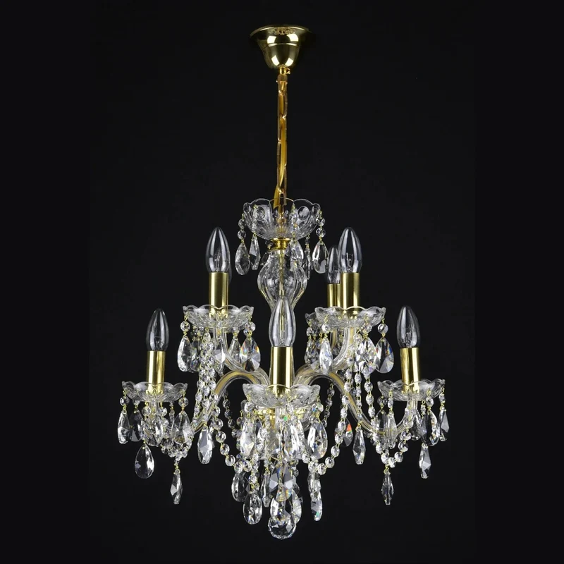 Casa Padrino Luxus Barock Kristall Kronleuchter Gold Ø 48 x H. 50 cm - Prunkvolle Messing Kronleuchter mit böhmischem Kristallglas - Barock Möbel - Edel & Prunkvoll