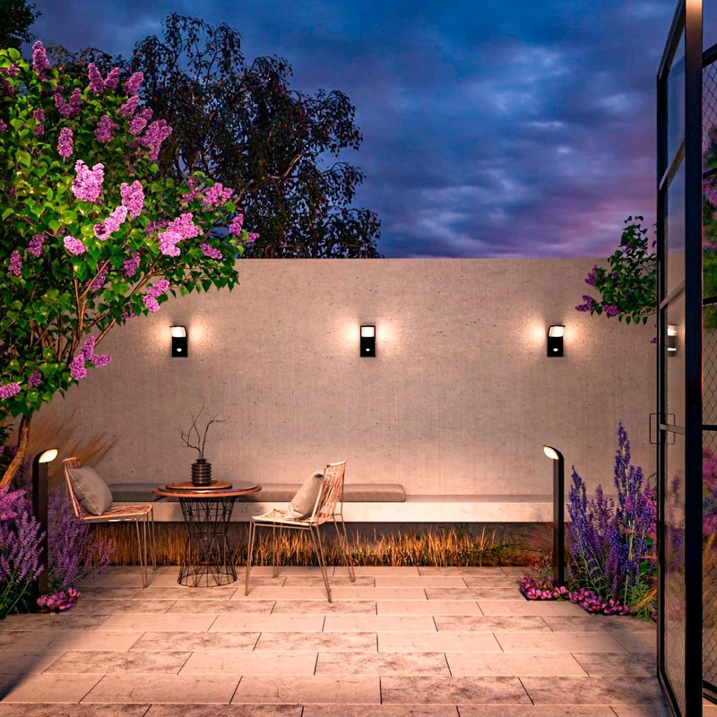 Stock - Applique murale LED avec détecteur en acier et plastique, style contemporain