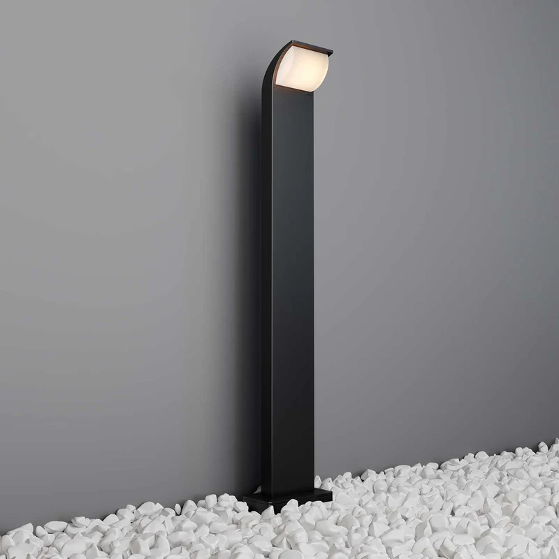 Stock - Borne LED cylindrique en acier et plastique, style contemporain