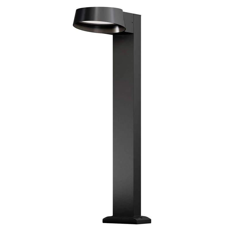 Share - Borne LED coudée en acier et verre, style contemporain