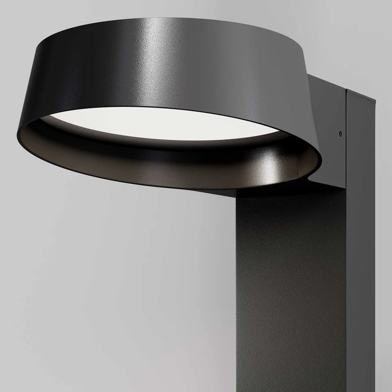 Share - Borne LED coudée en acier et verre, style contemporain