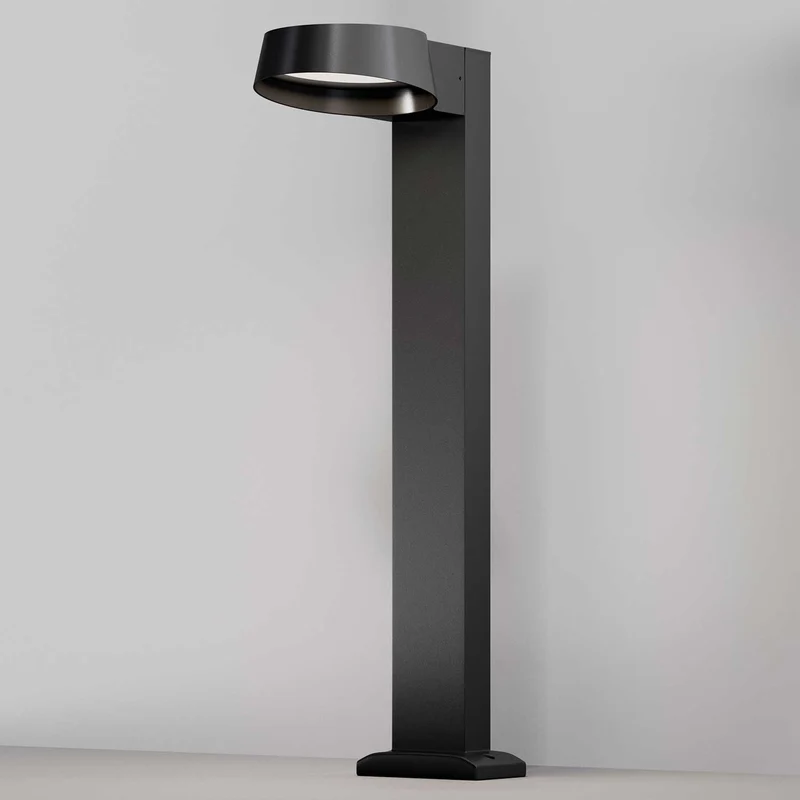 Share - Borne LED coudée en acier et verre, style contemporain