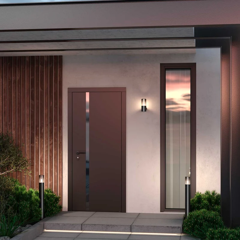 Amas - Borne lumineuse en acier noir moderne